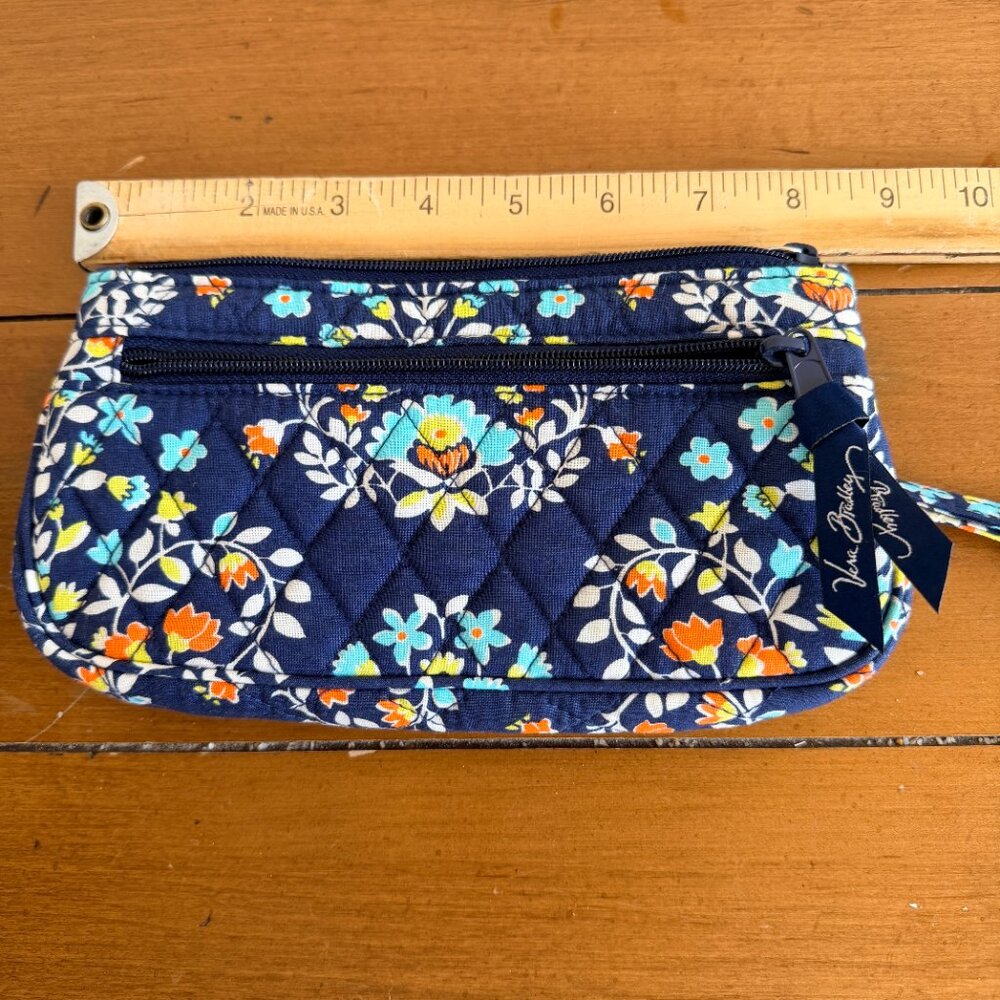 Vera Bradley Wristlet Clutch Chandelier Floral Blue Orange Yellow - Picture 7 of 7